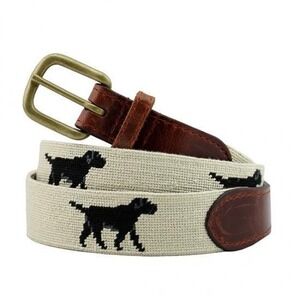 Black Lab Needlepoint Walking Belt Smathers & Branson Leather Brass French Dog